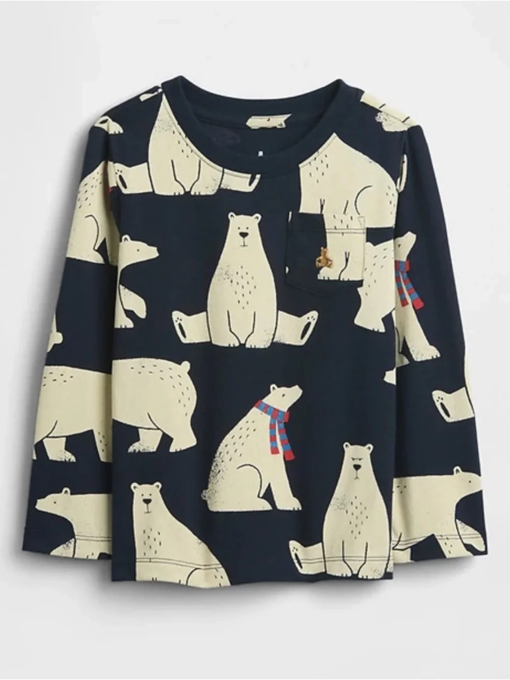 GAP Navy Long-Sleeve Top with Cream Polar Bear Print